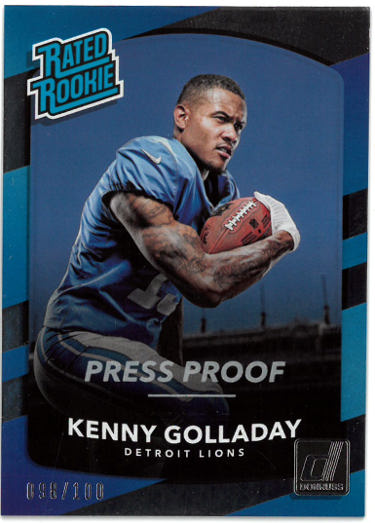 Kenny Golladay 2017 Panini Donruss Rated Rookie Press Proof Rookie Card (RC) #365- /100 (Detroit Lions)-Powers Sports Memorabilia