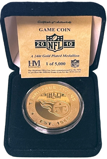 2010 Tennessee Titans Official Highland Mint 24KT Gold Game Coin NFL-EST 1960 (Rare-NEW)-Powers Sports Memorabilia