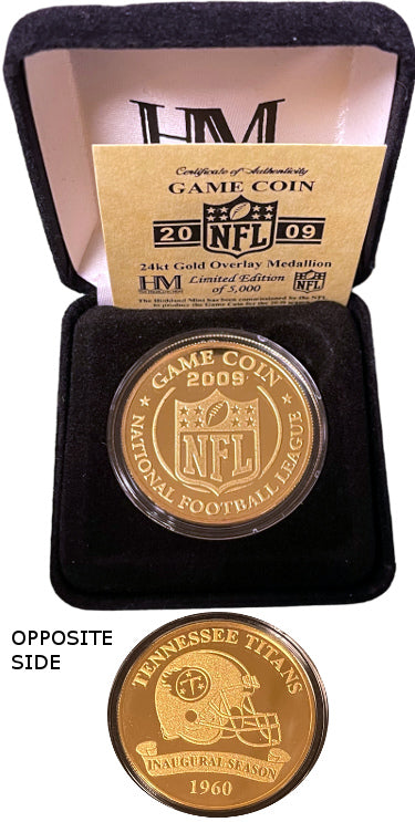 2009 Tennessee Titans Official Highland Mint 24KT Gold Game Coin NFL-1960 Inaugural Season (Rare-NEW)-Powers Sports Memorabilia