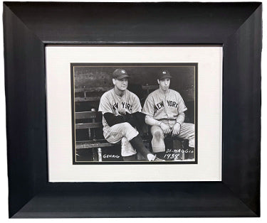 Lou Gehrig & Joe DiMaggio 1938 New York Yankees Vintage B&W Photograph Custom Framing-Powers Sports Memorabilia