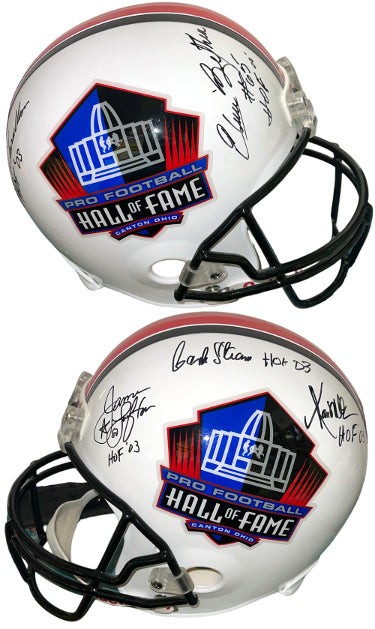 HOF Logo Class of 2003 Autographed Riddell NFL FS Rep Helmet 5 sigs- Hank Stram/Marcus Allen/James Lofton/Elvin Bethea/DeLamielleure-Powers Sports Memorabilia