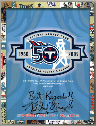K. S. "Bud" Adams Jr Hand Autographed 2009 Tennessee Titans 50TH Anniversary (1960-2009) Yearbook?Çô Beckett-Powers Sports Memorabilia