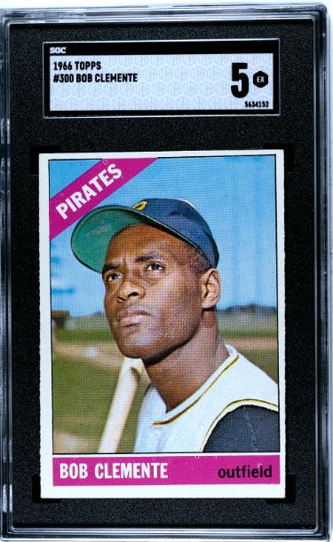 Roberto/Bob Clemente 1966 Topps Card #300- SGC Graded 5 EX (Pittsburgh Pirates)-Powers Sports Memorabilia