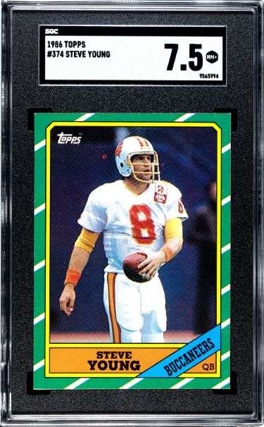 Steve Young 1986 Topps Rookie Card (RC) #374- SGC Graded 7.5 NM+ (Tampa Bay Buccaneers)-Powers Sports Memorabilia