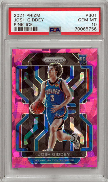 Josh Giddey 2021-22 Panini Prizm Pink Ice Rookie Card (RC) #301- PSA Graded 10 Gem Mint (Oklahoma City Thunder)-Powers Sports Memorabilia