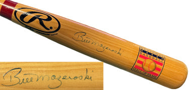 Bill Mazeroski Autographed Rawlings National Baseball Hall Of Fame Logo Blonde Bat?Çô Beckett Review (Pittsburgh Pirates)-Powers Sports Memorabilia