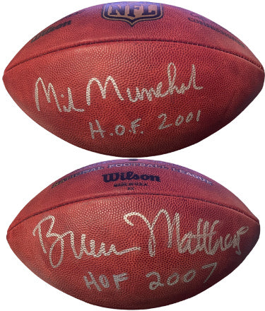 Bruce Matthews & Mike Munchak dual Autographed Official NFL New Duke Football w/ HOF- PSA #2N73539 (Oilers/Titans)-Powers Sports Memorabilia