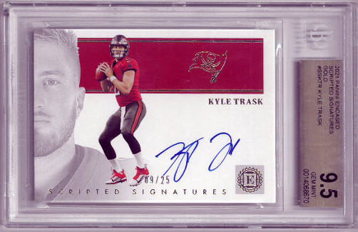 Kyle Trask Autographed 2021 Panini Encased Scripted Signatures Gold On Card Auto Rookie Card (RC) #SS-KTR-/25-BGS Graded 9.5 Gem Mint-Powers Sports Memorabilia