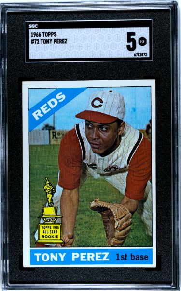 Tony Perez 1966 Topps All-Star Rookie Card #72- SGC Graded 5 EX (Cincinnati Reds)-Powers Sports Memorabilia