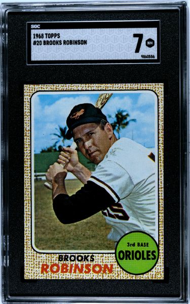 Brooks Robinson 1968 Topps Baseball Card #20- SGC Graded 7 NM (Baltimore Orioles)-Powers Sports Memorabilia