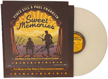 Vince Gill & Paul Franklin dual Autographed 2023 ?ǣSweet Memories?ǥ 11x11 Art Card/Album Cover/LP/Vinyl Record- COA- Music of Ray Price-Powers Sports Memorabilia