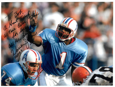 Warren Moon Autographed Houston Oilers 8.5X11 Photo #1 w/ HOF 06 To Bob?Çô COA (Exclusive Oiler Team Image)-Powers Sports Memorabilia