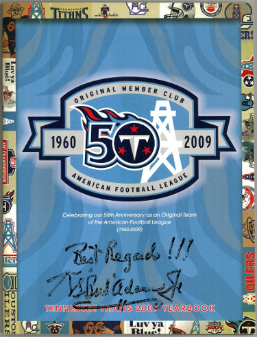 K. S. "Bud" Adams Jr Hand Autographed 2009 Tennessee Titans 50TH Anniversary (1960-2009) Yearbook?Çô Beckett (Houston Oilers)-Powers Sports Memorabilia