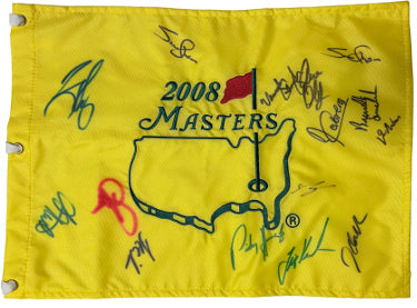 2008 Masters PGA Pin Flag 15 Sigs: Angel Cabrera/Snedeker/Harrington/Stricker/Cink/Hensen/Austin -Beckett-Powers Sports Memorabilia