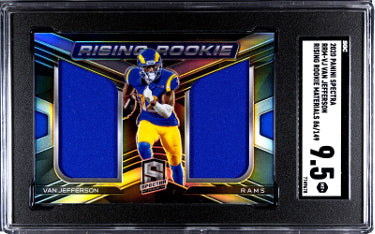 Van Jefferson 2020 Panini Spectra Rising Rookie Materials Card (RC) #RRM-VJ- /149- SGC Graded 9.5 MT+ (Los Angeles Rams)-Powers Sports Memorabilia