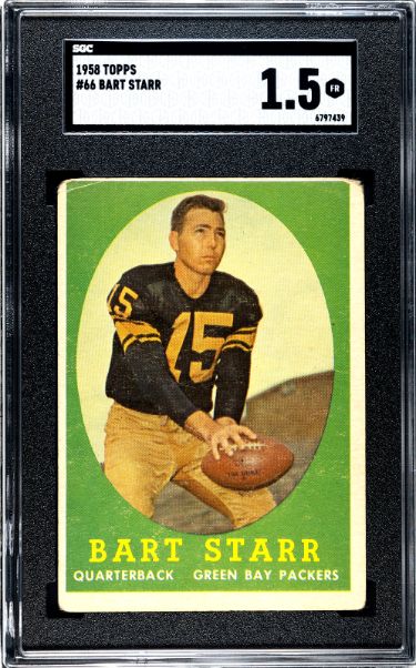 Bart Starr 1958 Topps Card #66- SGC Graded 1.5 FR (Green Bay Packers/HOF)-Powers Sports Memorabilia