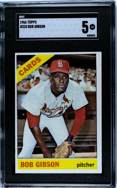 Bob Gibson 1966 Topps Baseball Card #320- SGC Graded 5 EX (St. Louis Cardinals)-Powers Sports Memorabilia