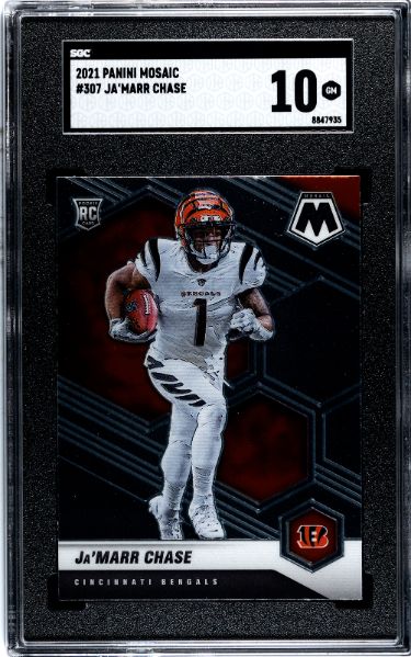 Ja'Marr Chase 2021 Panini Mosaic Rookie Card (RC) #307- SGC Graded 10 Gem Mint (Cincinnati Bengals)-Powers Sports Memorabilia