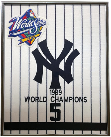 1999 New York Yankees Team Uniform MLB Logos Jersey Custom Framing 12x15- New-Powers Sports Memorabilia