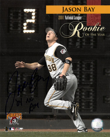Jason Bay Autographed Pittsburgh Pirates 8x10 Photo '04 NL ROY- COA-Powers Sports Memorabilia