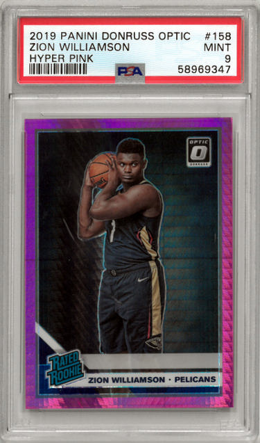 Zion Williamson 2019-20 Panini Donruss Optic Hyper Pink Rookie Card (RC) #158- PSA Graded 9 Mint (New Orleans Pelicans)-Powers Sports Memorabilia