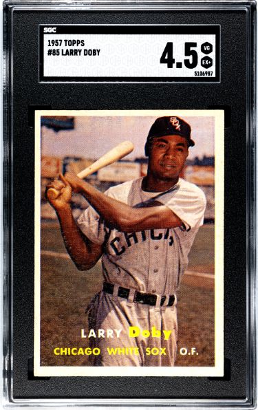 Larry Doby 1957 Topps Baseball Card #85- SGC Graded 4.5 VG-EX+ (Chicago White Sox)-Powers Sports Memorabilia
