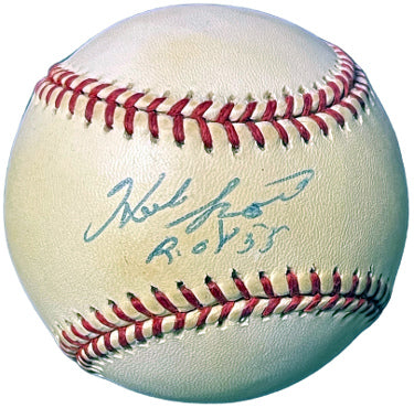 Herb Score Autographed ROAL Rawlings Official American League Baseball ROY 55 minor tone- COA (Cleveland Guardians)-Powers Sports Memorabilia