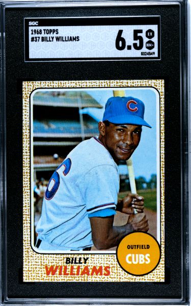 Billy Williams 1968 Topps Baseball Card #37- SGC Graded 6.5 EX-NM+ (Chicago Cubs)-Powers Sports Memorabilia