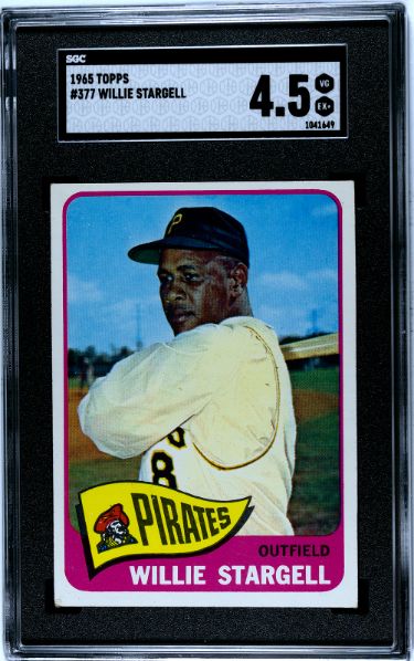 Willie Stargell 1965 Topps Baseball Card #377- SGC Graded 4.5 VG-EX+ (Pittsburgh Pirates)-Powers Sports Memorabilia