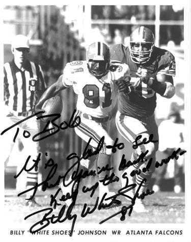 Billy White Shoes Johnson Autographed Atlanta Falcons 8x10 Photo #81 To Bob?Çô COA (Oilers)-Powers Sports Memorabilia