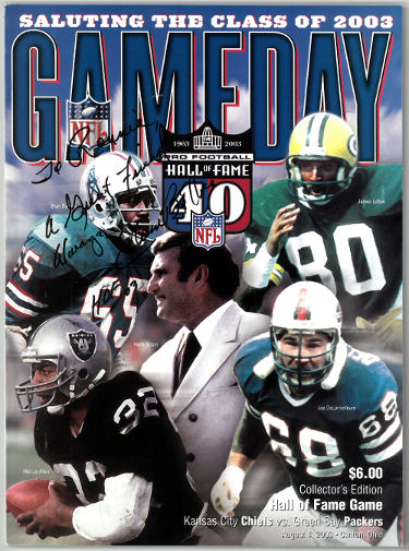 Elvin Bethea Autographed 2003 Pro Football HOF Gameday Magazine/Program w/ HOF 03 To Ronnie (Houston Oilers)- COA-Powers Sports Memorabilia