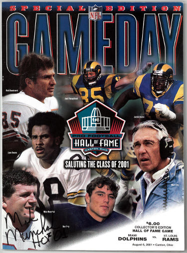 Mike Munchak Autographed Class Of 2001 Pro Football HOF Gameday Magazine/Program imperfect- COA (Houston Oilers/HOF)-Powers Sports Memorabilia