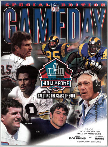 Nick Buoniconti/Jackie Slater/Ron Yary Autographed 2001 Pro Football HOF Gameday Magazine/Program?Çô 3 sigs- COA- Rams/Dolphins/Vikings-Powers Sports Memorabilia
