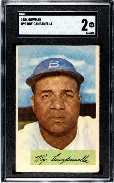 Roy Campanella 1954 Bowman Baseball Card #90- SGC Graded 2 Good (Brooklyn Dodgers)-Powers Sports Memorabilia