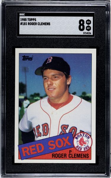 Roger Clemens 1985 Topps Baseball Rookie Card (RC) #181- SGC Graded 8 NM-MT (Boston Red Sox)-Powers Sports Memorabilia