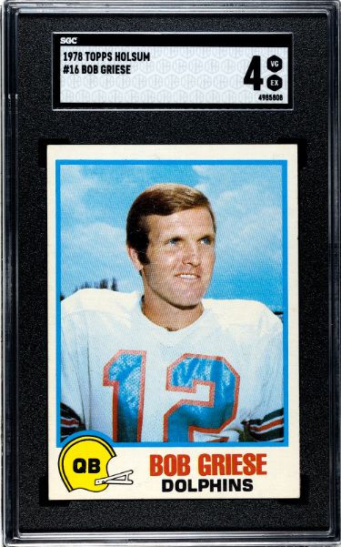 Bob Griese 1978 Topps Holsum Bread Card #16- SGC Graded 4 VG-EX (Miami Dolphins/HOF)-Powers Sports Memorabilia