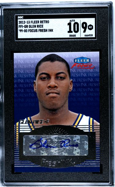 Glen Rice Autographed 2012-13 Fleer Retro Focus Fresh Ink Auto Card #FFI-GR- SGC Graded 9 Mint/10 Autograph (Michigan Wolverines)-Powers Sports Memorabilia