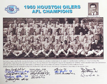 1960 Houston Oilers AFL Champions 16x20 Team Autographed Photo-16 Sigs COA- Groman/Jamison/Allen/Johnson/Lanphear/Hennigan-Powers Sports Memorabilia