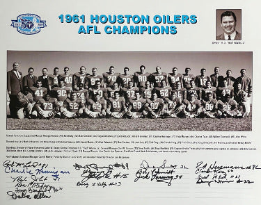 1961 Houston Oilers AFL Champions 50th ANV 16x20 Team Autographed Photo -18 Sigs ?Çô COA Imperfect- McLeod/Groman/Bothan/Laraway/Reed-Powers Sports Memorabilia