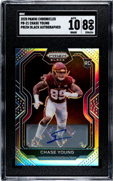 Chase Young Autographed 2020 Panini Chronicles Prizm Black Rookie Auto Card (RC) #PB-21- SGC Graded 8 NM-MT/10 Auto (Commanders)-Powers Sports Memorabilia