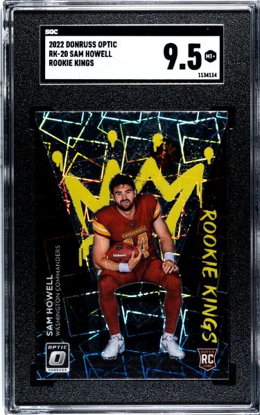 Sam Howell 2022 Donruss Optic Rookie Kings Card (RC) #RK-20- SGC Graded 9.5 MT+ (Washington Commanders)-Powers Sports Memorabilia