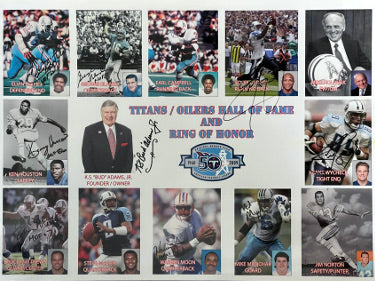 1960-2009 50th AFL Titans/Oilers HOF/ROH Autographed 18x24 Photo-9 sigs Beckett Bud Adams/Warren Moon/Munchak/Wycheck/Eddie George-Powers Sports Memorabilia
