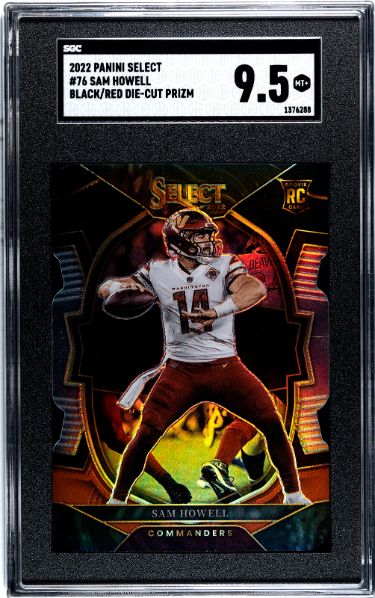 Sam Howell 2022 Panini Select Black/Red Die-Cut Prizm Rookie Card (RC) #76- SGC Graded 9.5 Mint+ (Washington Commanders)-Powers Sports Memorabilia