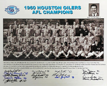 1960 Houston Oilers AFL Champions 16x20 Team Autographed Photo-16 Sigs BECKETT- Groman/Jamison/Allen/Johnson/Lanphear/Hennigan-Powers Sports Memorabilia