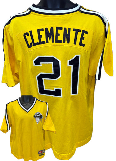 Roberto Clemente Nike Cooperstown Collection Pittsburgh Pirates MLB Gold Baseball Jersey L- New/Tags-Powers Sports Memorabilia