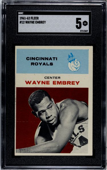 Wayne Embrey 1961-62 Fleer Rookie Card (RC) #12- SGC Graded 5 EX (Cincinnati Royals)-Powers Sports Memorabilia