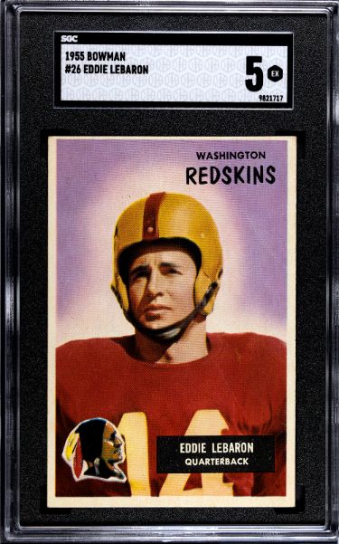 Eddie LeBaron 1955 Bowman Card #26- SGC Graded 5 EX (Washington Commanders)-Powers Sports Memorabilia
