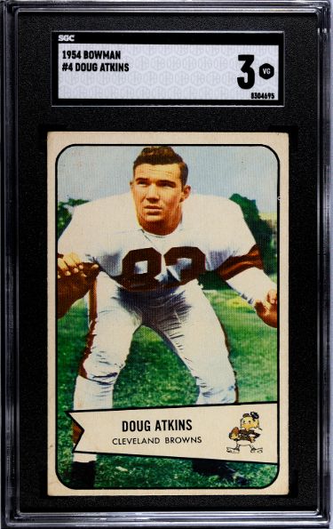 Doug Atkins 1954 Bowman Rookie Card (RC) #4- SGC Graded 3 VG (Chicago Bears)-Powers Sports Memorabilia