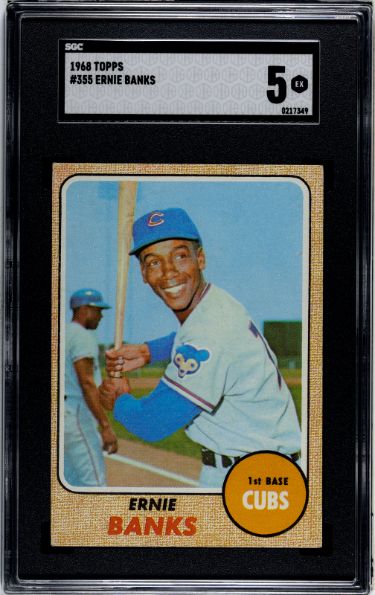 Ernie Banks 1968 Topps Baseball Card #355- SGC Graded 5 EX (Chicago Cubs)-Powers Sports Memorabilia
