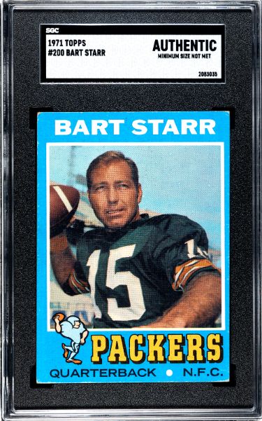 Bart Starr 1971 Topps Card #200- SGC Slabbed Authentic (Min Size/Green Bay Packers)-Powers Sports Memorabilia